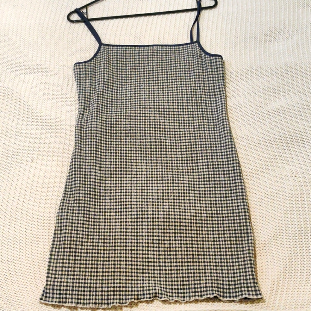 Checkered Aritzia Dress in Dark Green Olive